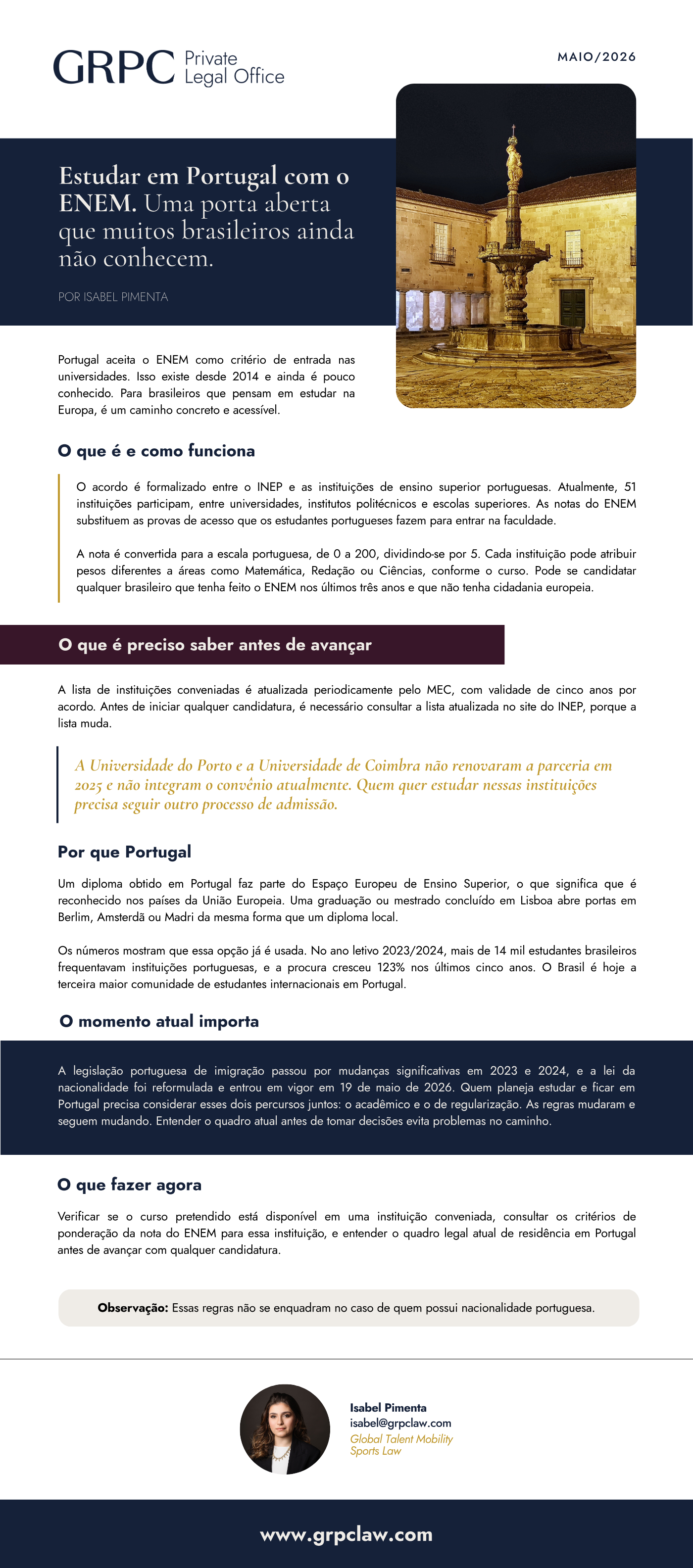 Pré-visualização: Estudar em Portugal com o ENEM. Uma porta aberta que muitos brasileiros ainda não conhecem.